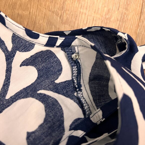 Talbots Poplin Fit & Flare Blue and White Tie Waist Dress - Jacobean 14P - Picture 16 of 16